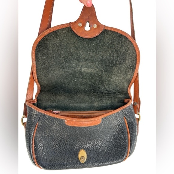 Vintage Dooney & Brooke Shoulder/Cross Body Bag All Weather Leather Black/Brown - Picture 7 of 10